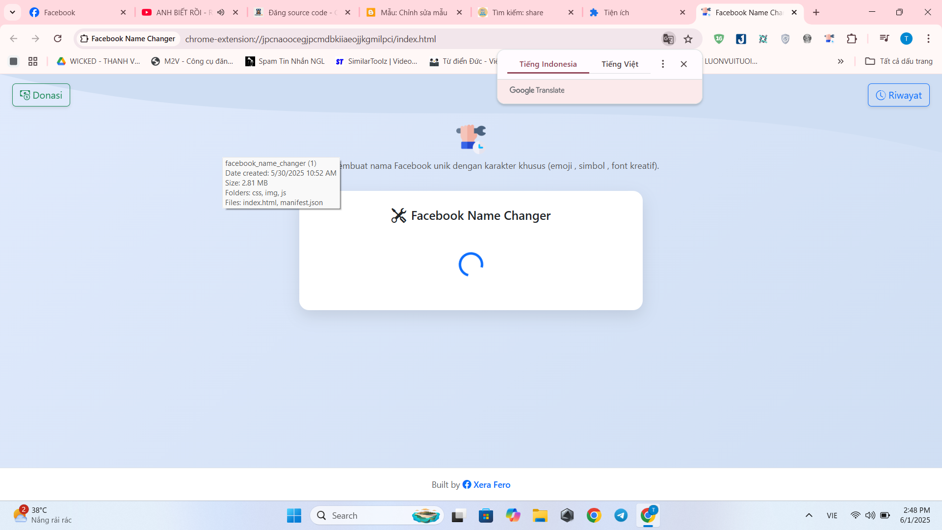 CODE EXTENSION RENAME ICON FACEBOOK